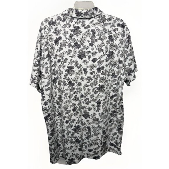 RARE PATTERN Nike Polo Shirt Mens XL Floral Print White Black Short Sleeve - Picture 2 of 8